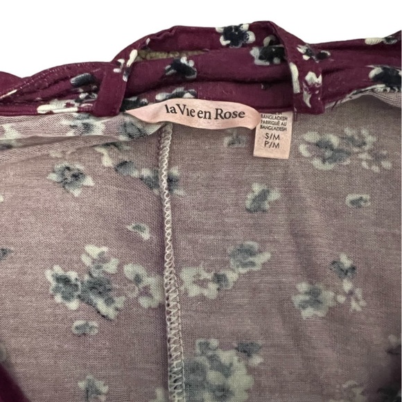 LA VIE EN ROSE Purple Floral Print Lightweight Sleep Robe S/M - Picture 8 of 8